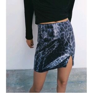 ZARA Leopard  Sequin Mini Skirt Large NWT